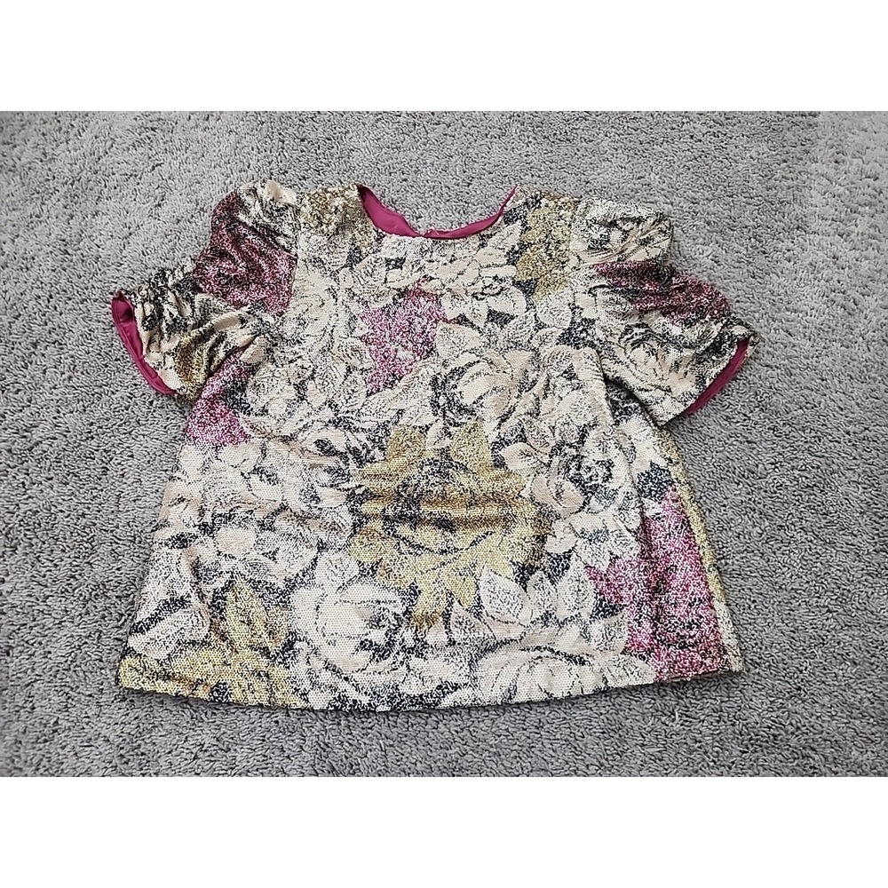 Anthropologie Marie Top Womens 8 Sequin Floral Puff Sleeve Lined Glam Party